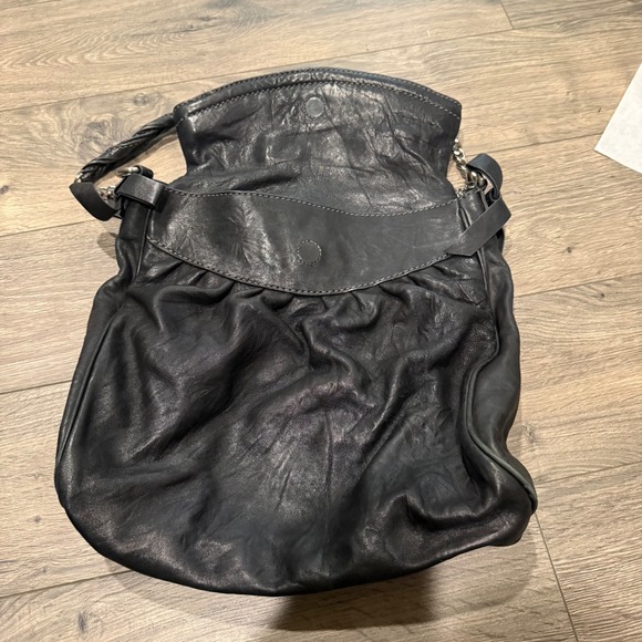 Rebecca Taylor Black Leather Hobo Bag Convertible‎ Shoulder Purse
